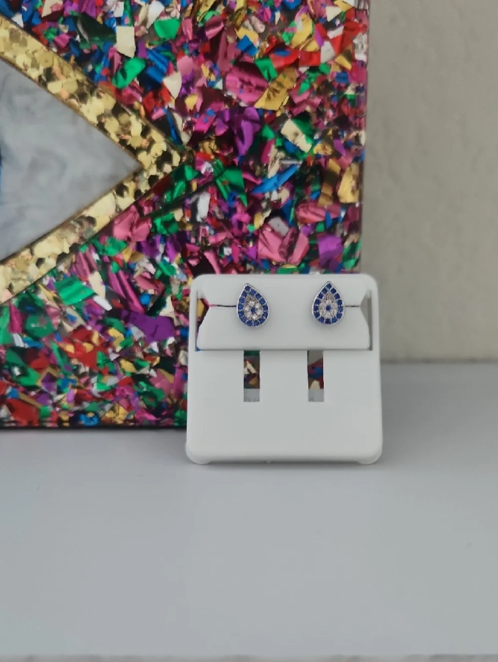 Evil Eye Multicolor Clutch + Silver Earrings - Picture 2 of 6